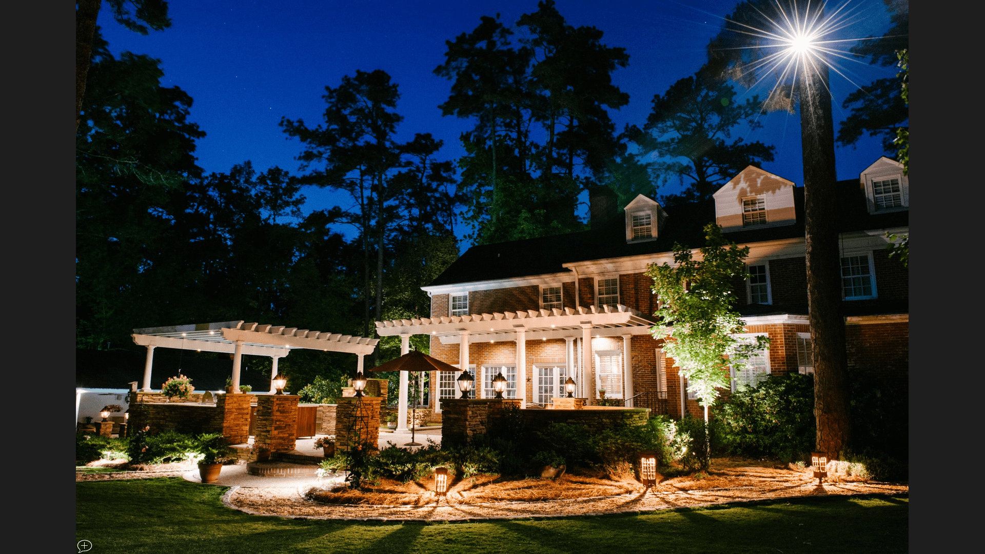 Exterior home with specialty lighting